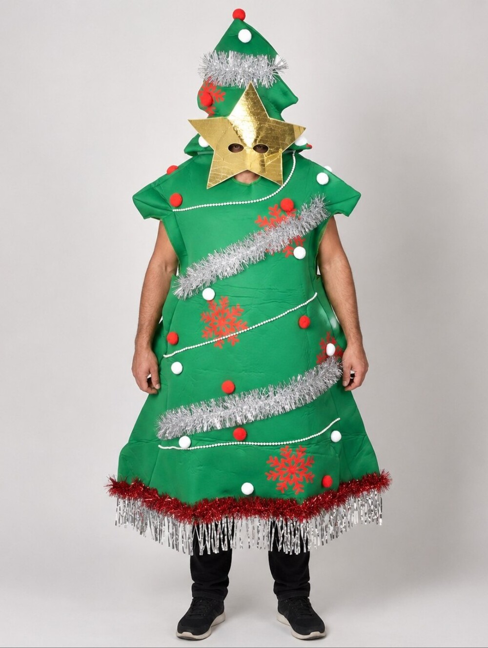 EraSpooky Christmas Tree Costume Adult One Size Holiday Xmas Star Mask Funny